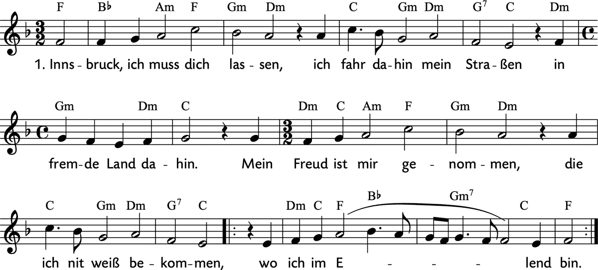 Noten 'Innsbruck, ich muss dich lassen'