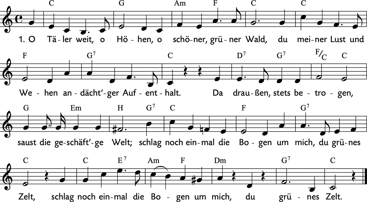 Noten 'O Täler weit, o Höhen'