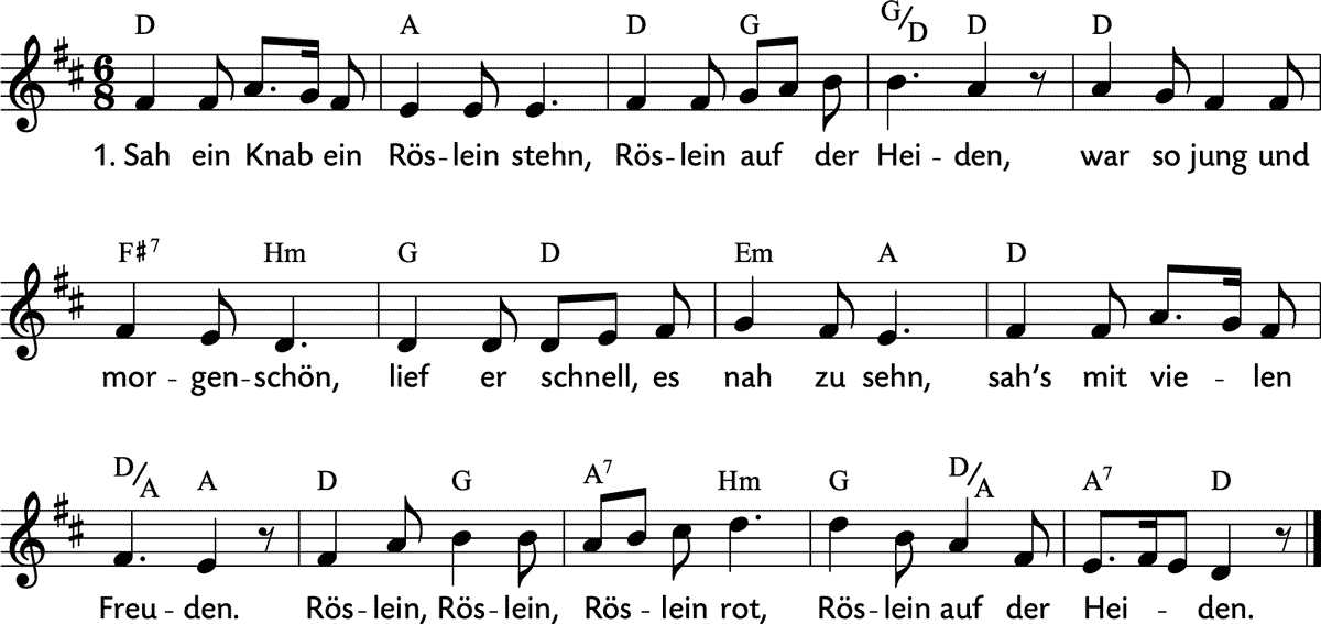 Noten 'Sah ein Knab ein Röslein stehn'