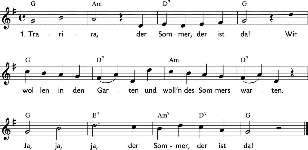 Noten 'Trarira, der Sommer, der ist da'