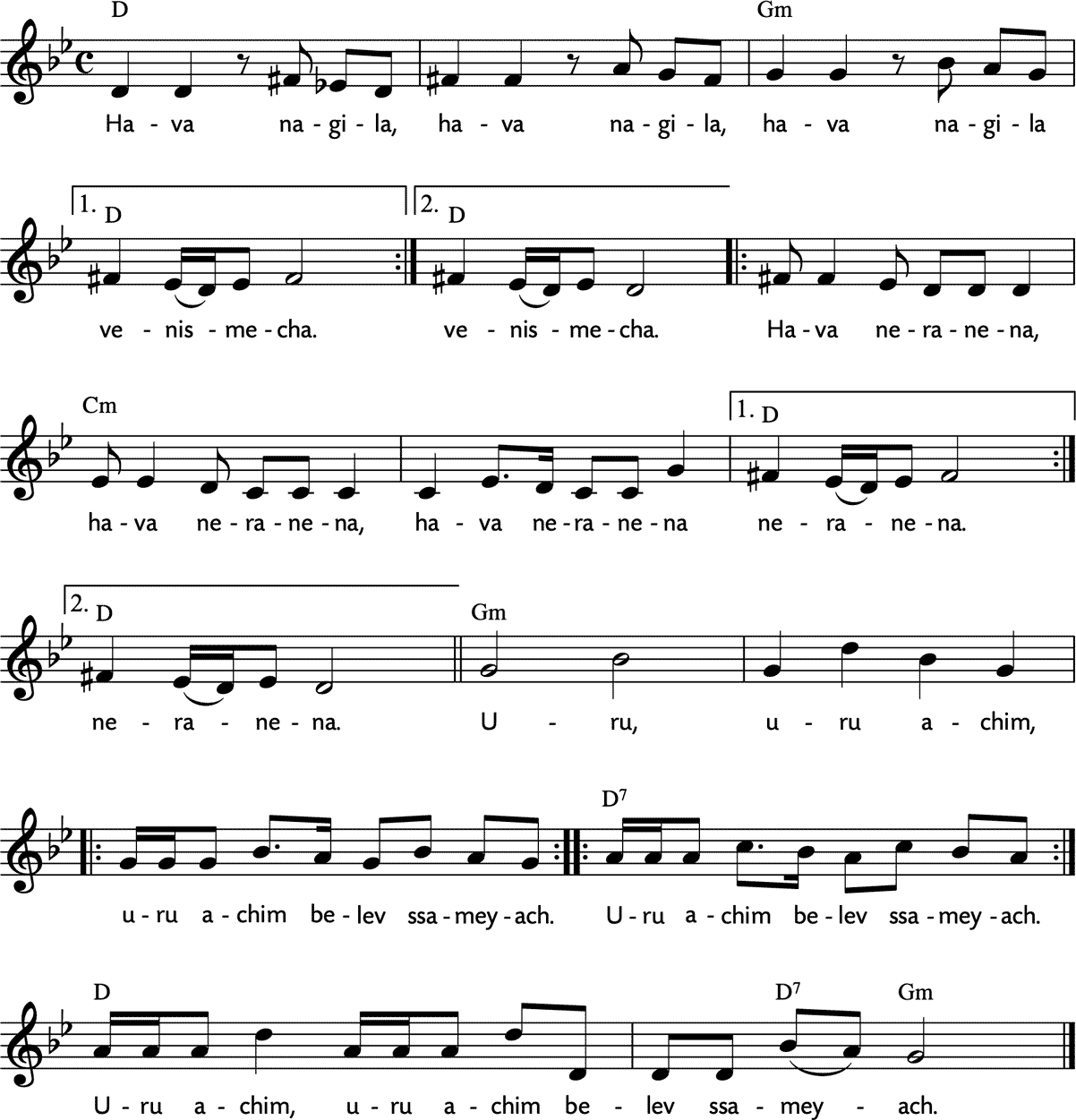 Noten 'Hava nagila'