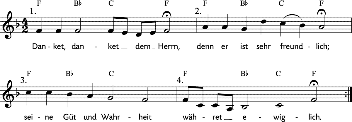Noten 'Danket, danket dem Herrn'